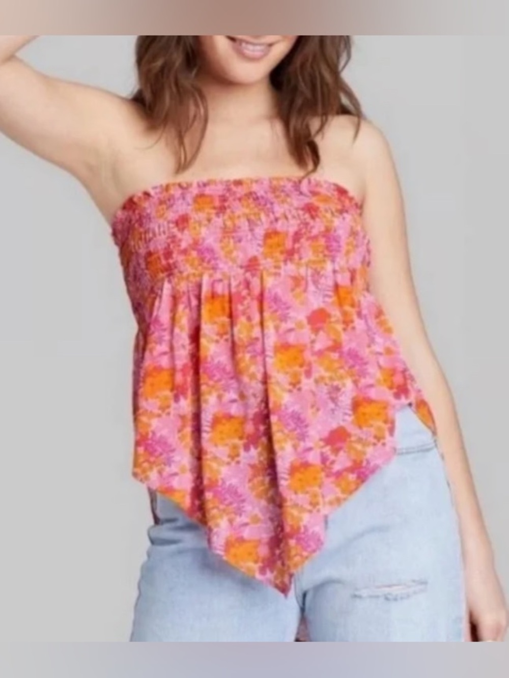 Wild Fable Sheer Floral Tube Top